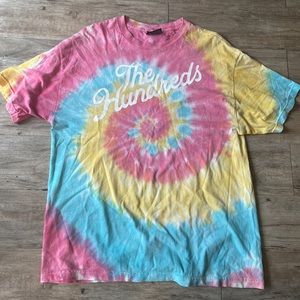 Pink blue yellow tie dye the hundreds vintage shirt 
Size: XL